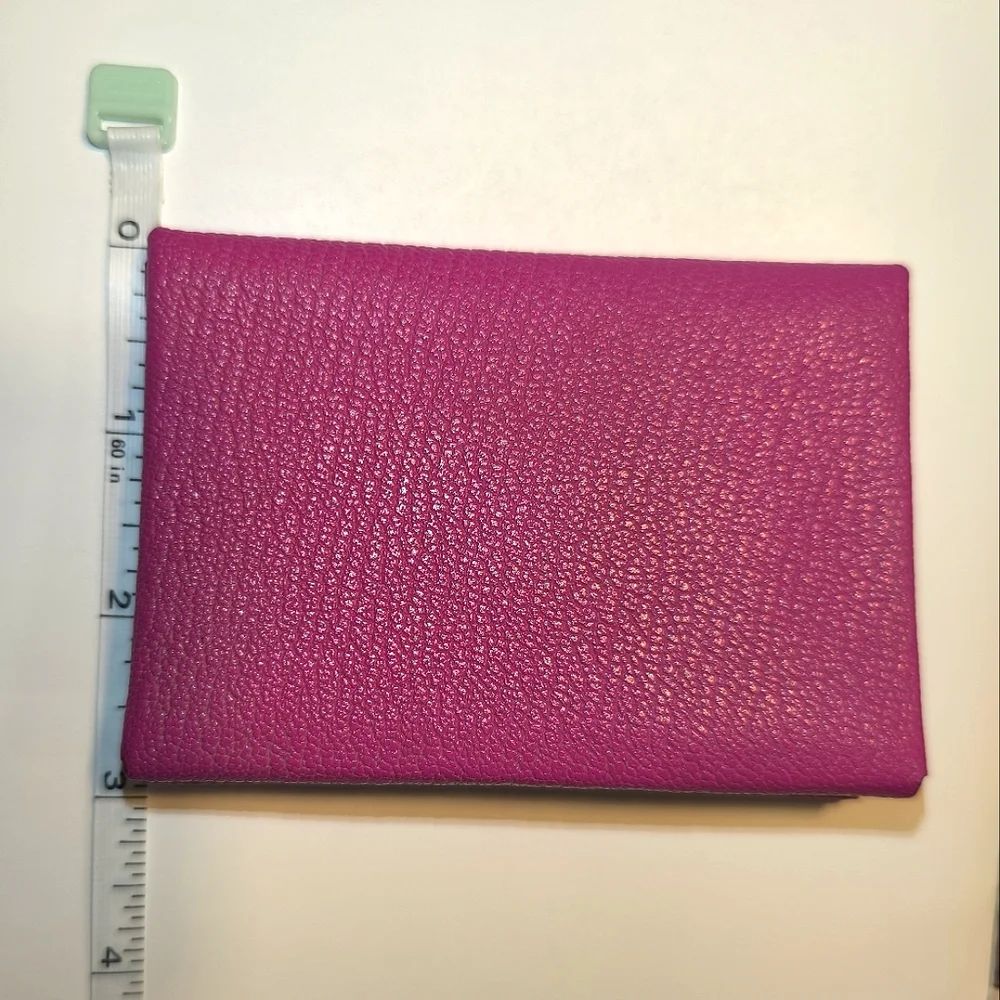 Hermes Calvi DUO Card Holder Pink Chevre Leather